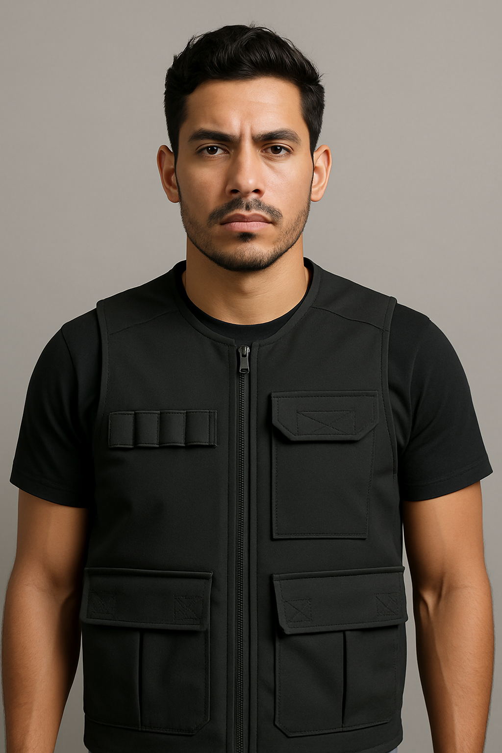 Male model wearing Soft Shell Bulletproof Vest — tailored fit, lightweight bullet-resistant apparel