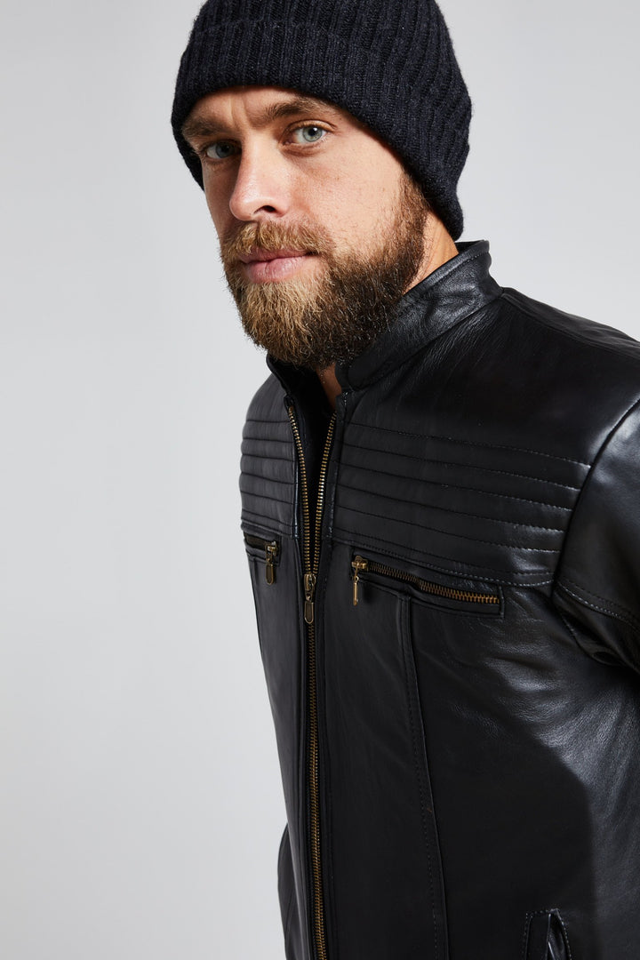 Bullet Resistant Men's Leather Jacket